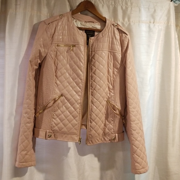 Guess Jackets & Blazers - Guess pink vegan leather jacket sz L